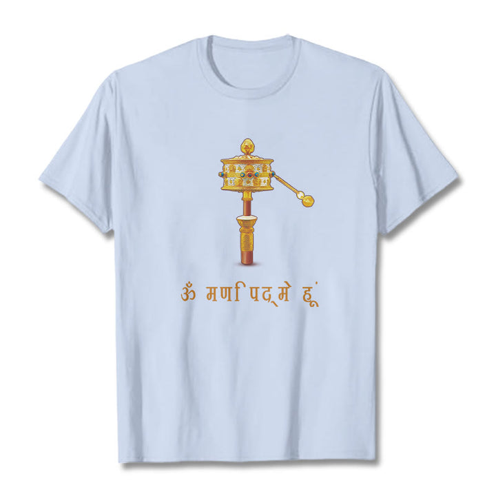 T-shirt avec roues de prière, Buddha Stones, sanskrit OM NAMAH SHIVAYA - Cyan clair - 2XL - image 19