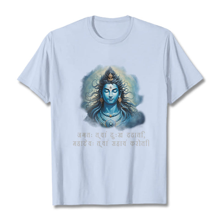 T-shirt Buddha Stones Sanskrit Mahadev vient à votre aide - Cyan clair - 2XL - image 18