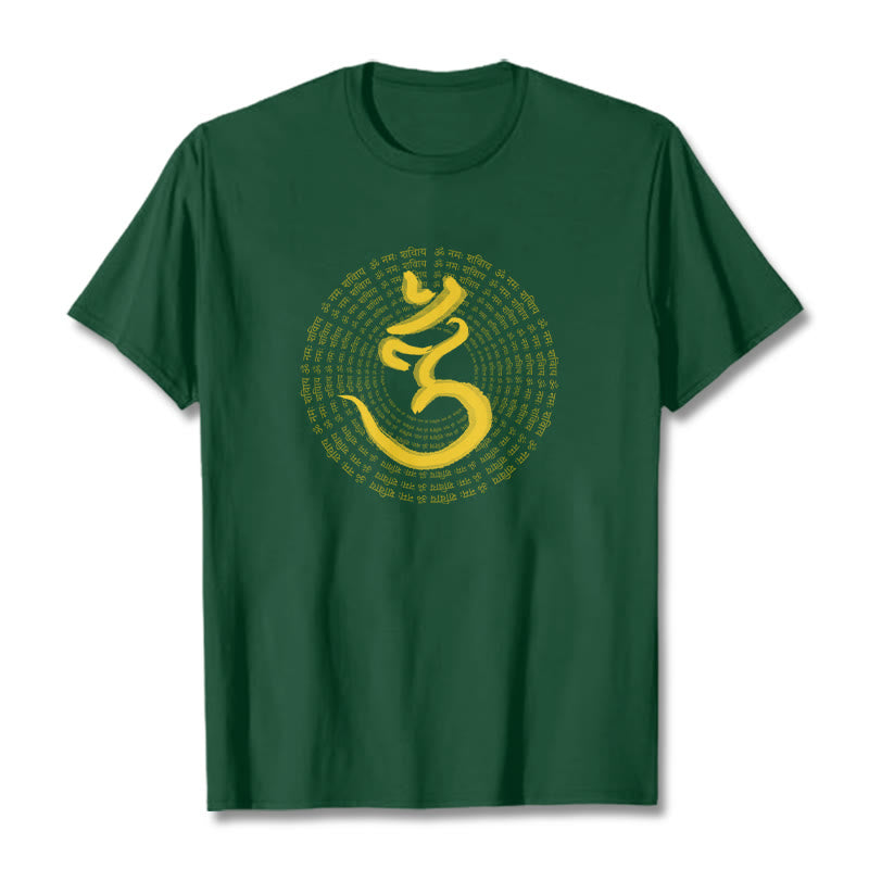 T-shirt sanskrit avec Buddha Stones, 108 OM NAMAH SHIVAYA, Mantra - Forêt Verte - 2XL - image 1