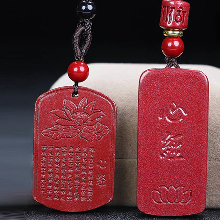 Collier pendentif en corde de bénédiction gravé avec Buddha Stones et cinabre, Sutra du cœur de lotus - image 18