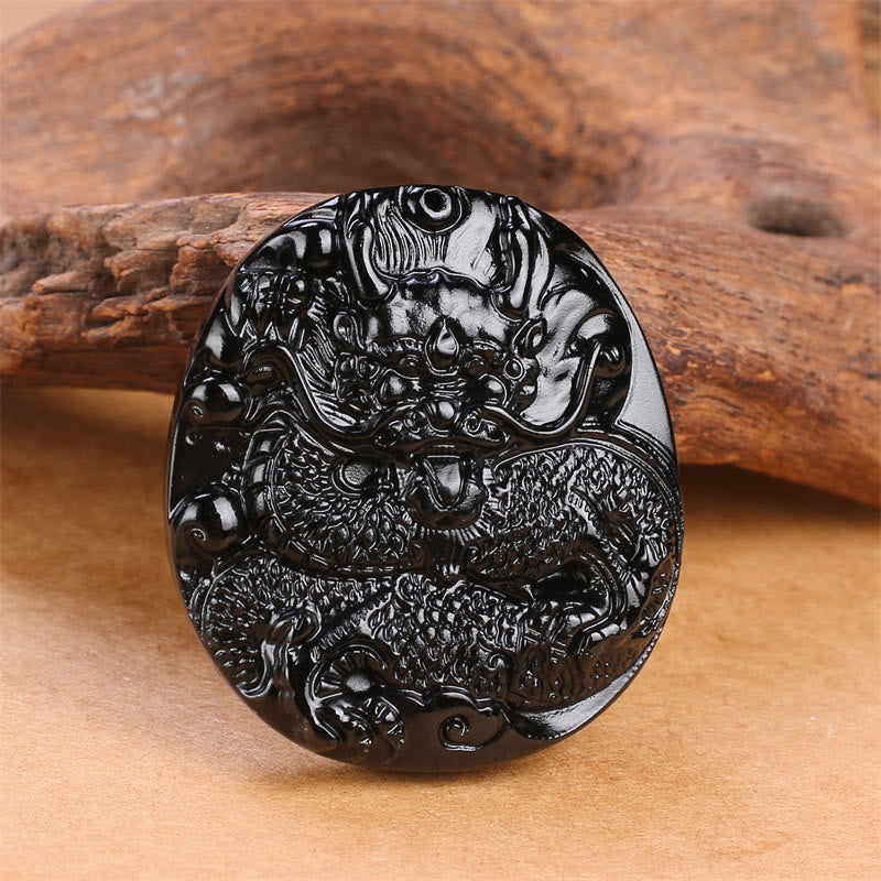 Collier pendentif de protection sculpté en obsidienne noire naturelle en Buddha Stones - image 2