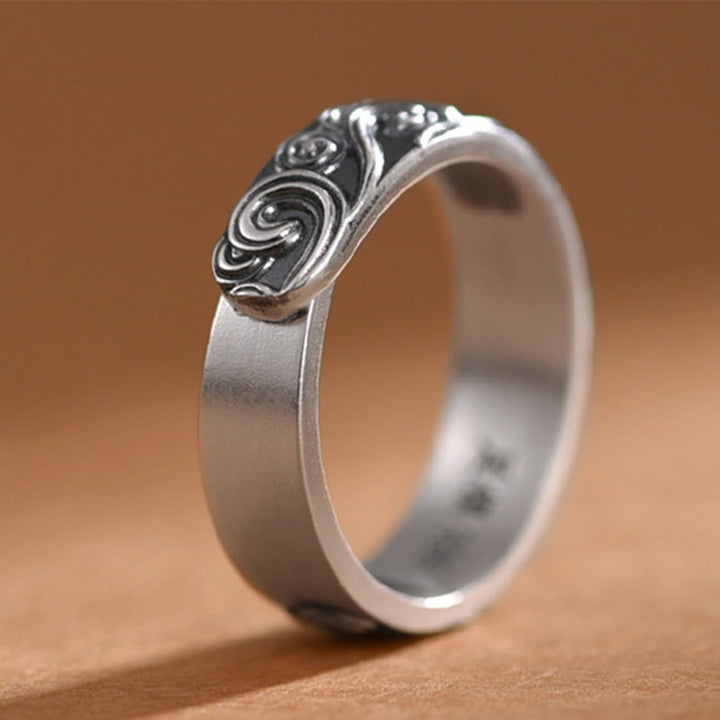 Bague ajustable en argent sterling 999 avec gravure de nuages ​​propices et bénédictions de Buddha Stones - image 4
