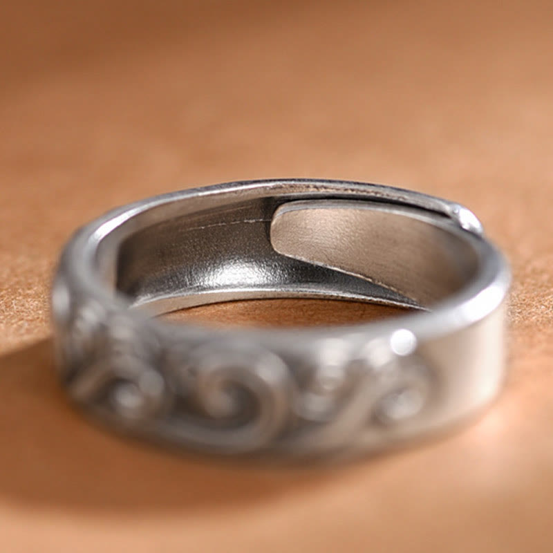 Bague ajustable en argent sterling 999 avec gravure de nuages ​​propices et bénédictions de Buddha Stones - image 7