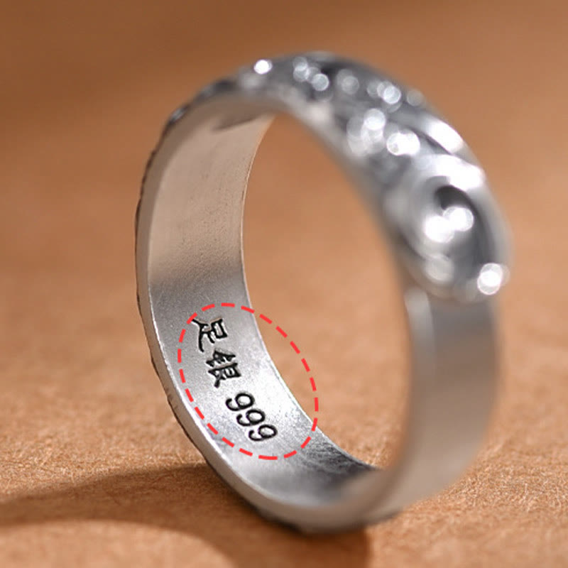 Bague ajustable en argent sterling 999 avec gravure de nuages ​​propices et bénédictions de Buddha Stones - image 6