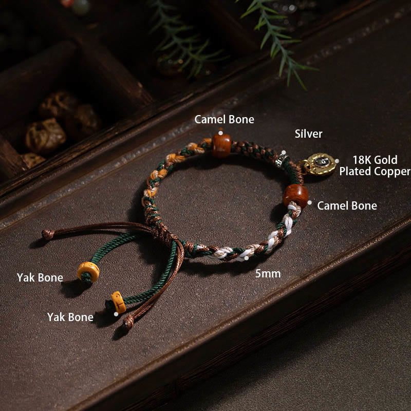 Bracelet porte-bonheur en os de chameau et de yak tibétain Buddha Stones