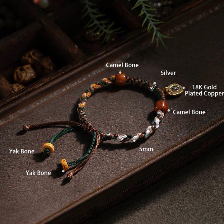 Bracelet porte-bonheur en os de chameau et de yak tibétain Buddha Stones
