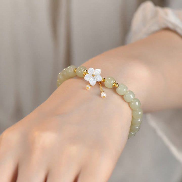 Bracelet en argent sterling 925 avec Buddha Stones et jade Hetian naturel