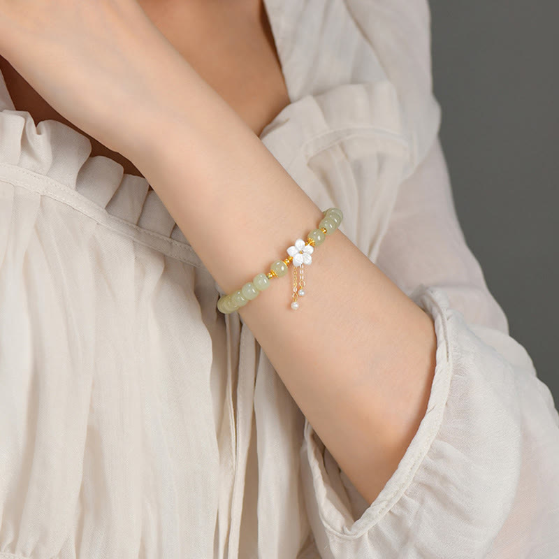 Bracelet en argent sterling 925 avec Buddha Stones et jade Hetian naturel