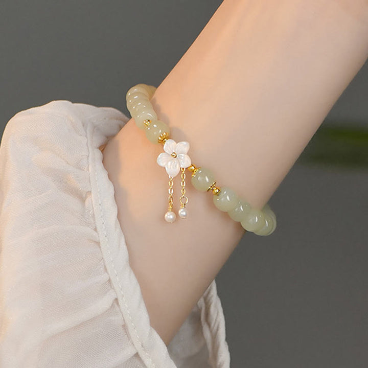 Bracelet en argent sterling 925 avec Buddha Stones et jade Hetian naturel