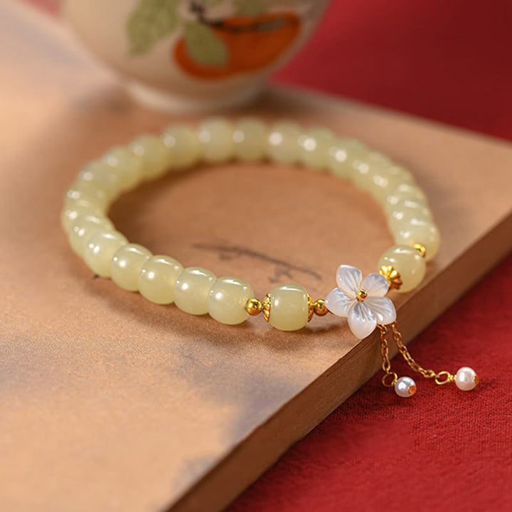 Bracelet en argent sterling 925 avec Buddha Stones et jade Hetian naturel