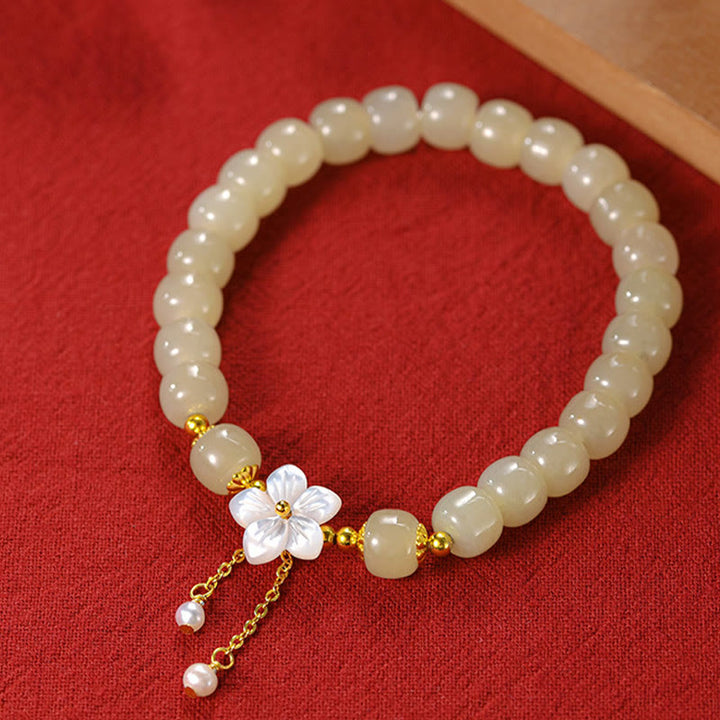Bracelet en argent sterling 925 avec Buddha Stones et jade Hetian naturel