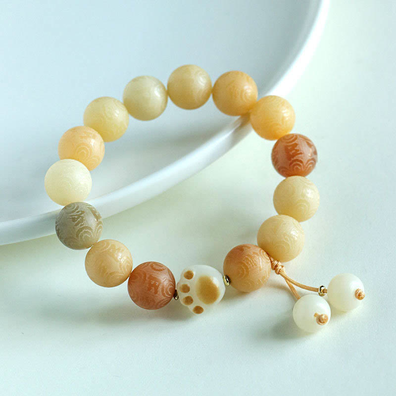 Bracelet d'harmonie sculpté en Buddha Stones Bodhi Seed Om Mani Padme Hum