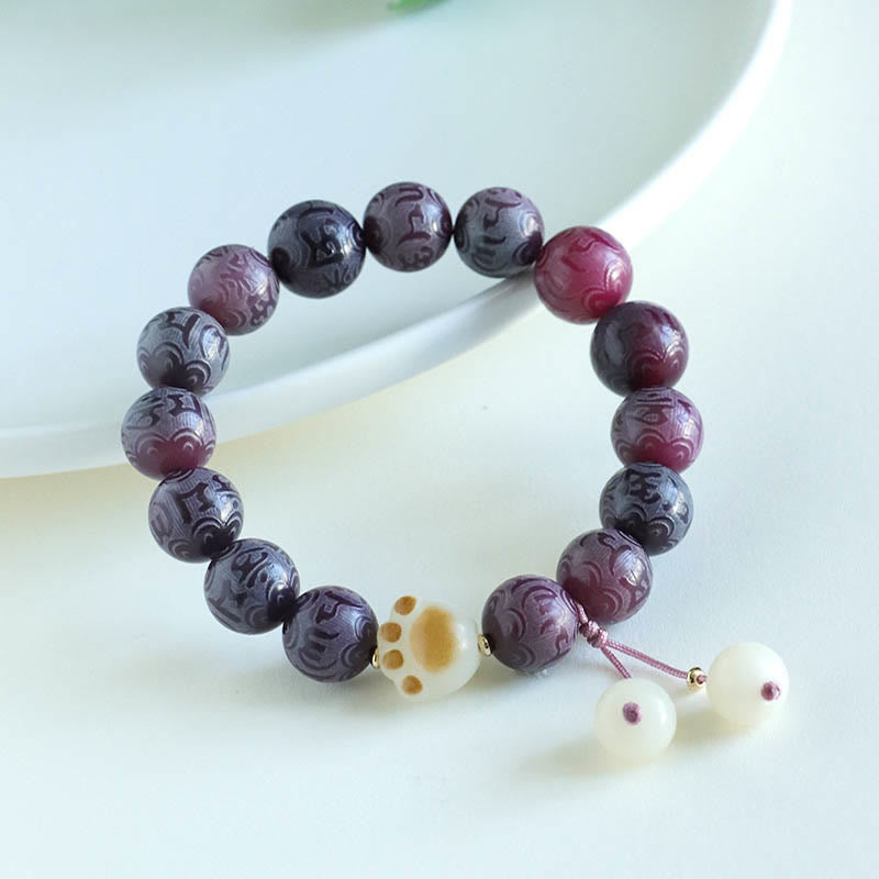 Bracelet d'harmonie sculpté en Buddha Stones Bodhi Seed Om Mani Padme Hum