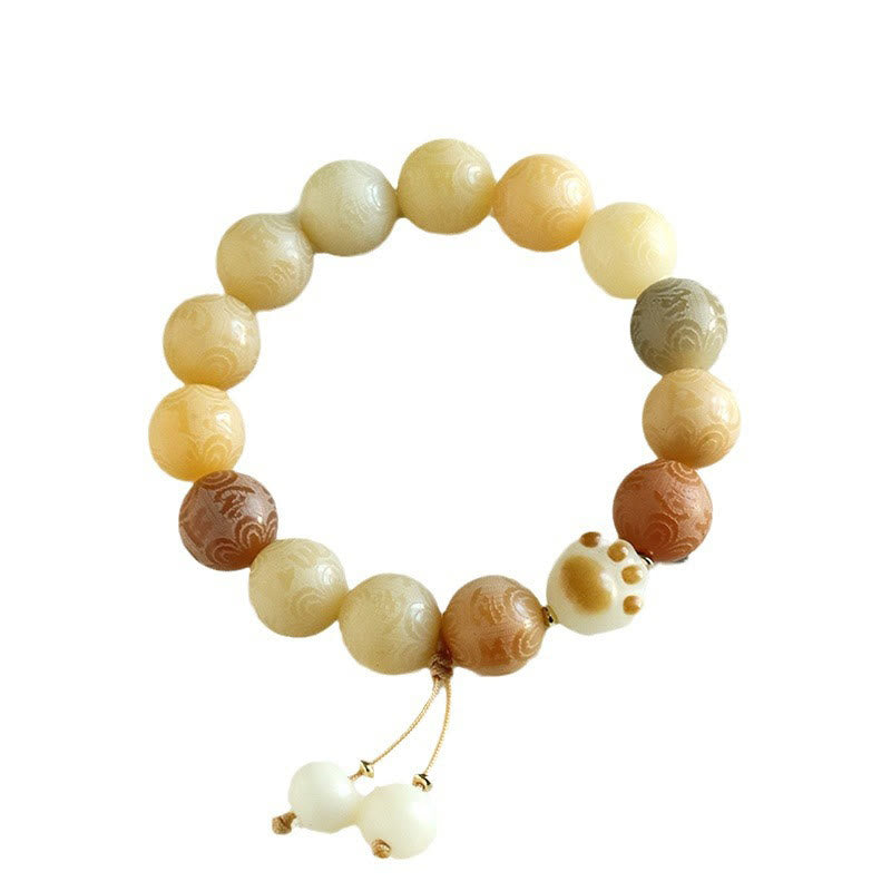 Bracelet d'harmonie sculpté en Buddha Stones Bodhi Seed Om Mani Padme Hum