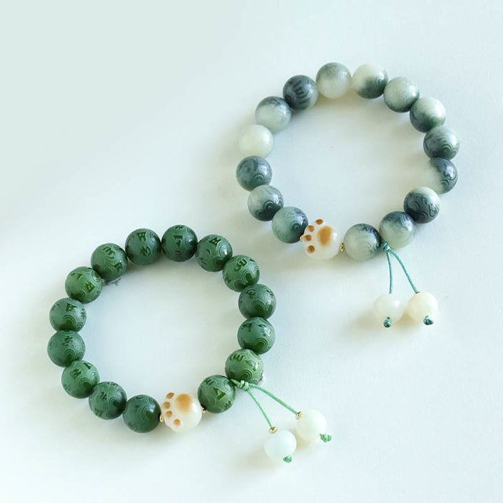 Bracelet d'harmonie sculpté en Buddha Stones Bodhi Seed Om Mani Padme Hum