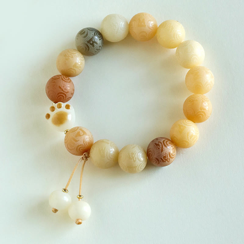 Bracelet d'harmonie sculpté en Buddha Stones Bodhi Seed Om Mani Padme Hum
