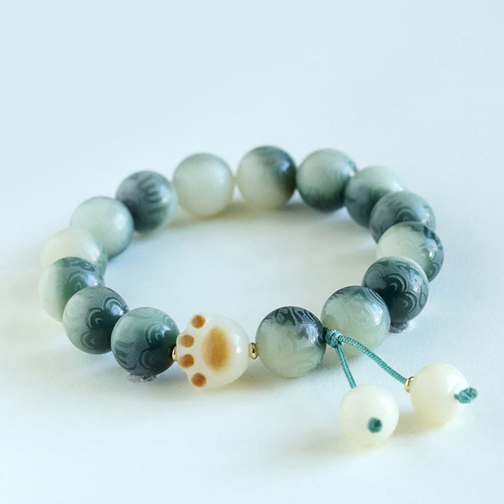 Bracelet d'harmonie sculpté en Buddha Stones Bodhi Seed Om Mani Padme Hum