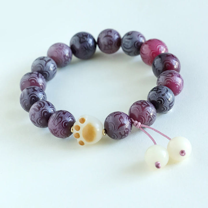 Bracelet d'harmonie sculpté en Buddha Stones Bodhi Seed Om Mani Padme Hum