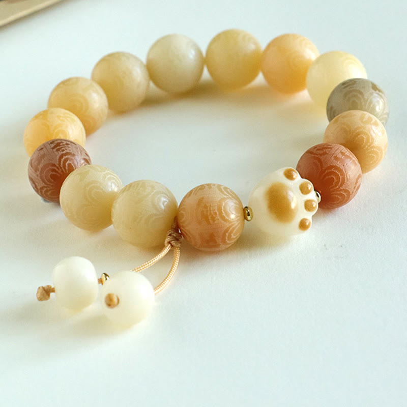 Bracelet d'harmonie sculpté en Buddha Stones Bodhi Seed Om Mani Padme Hum