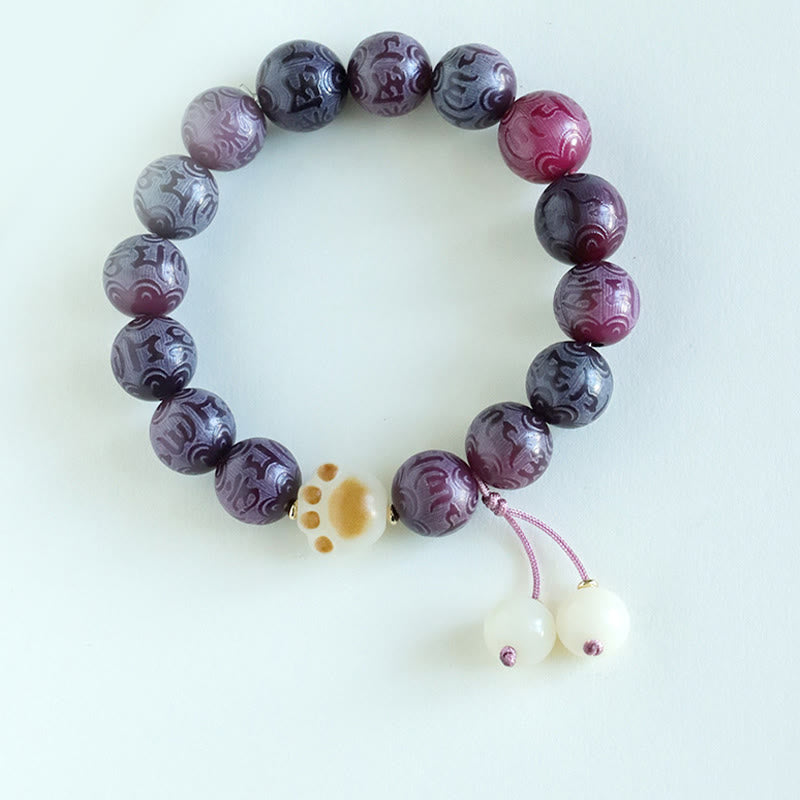 Bracelet d'harmonie sculpté en Buddha Stones Bodhi Seed Om Mani Padme Hum