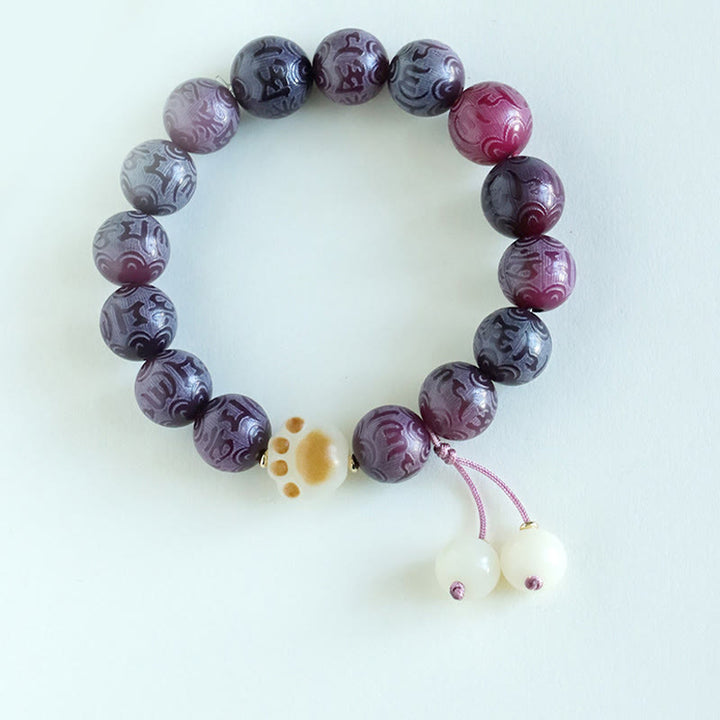 Bracelet d'harmonie sculpté en Buddha Stones Bodhi Seed Om Mani Padme Hum