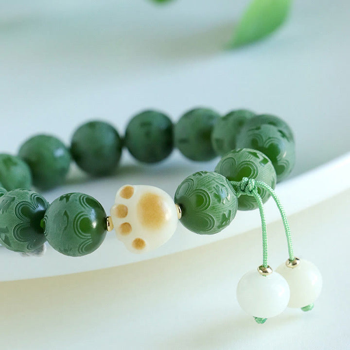 Bracelet d'harmonie sculpté en Buddha Stones Bodhi Seed Om Mani Padme Hum