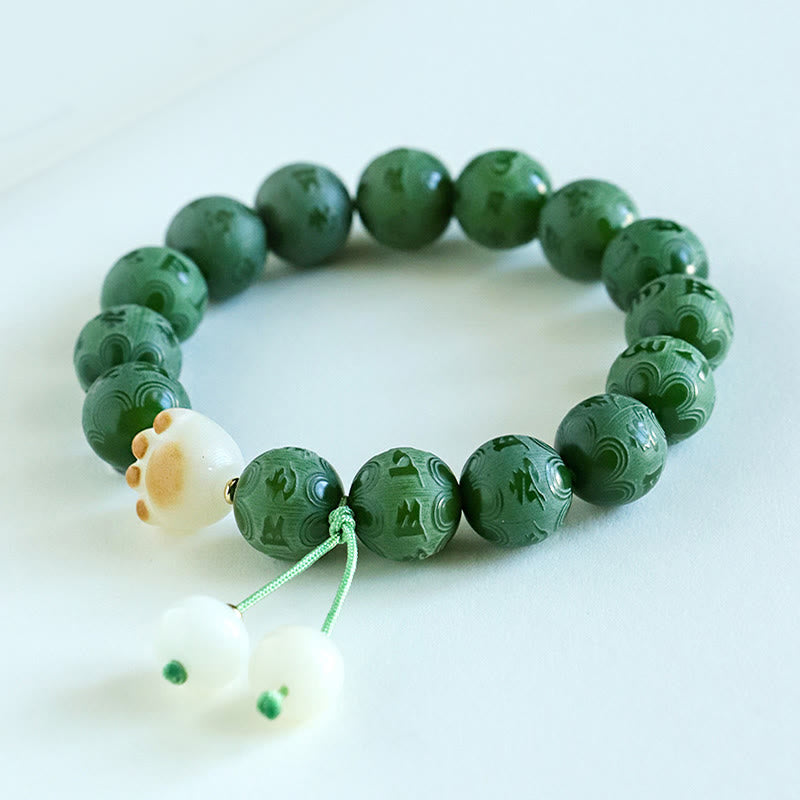 Bracelet d'harmonie sculpté en Buddha Stones Bodhi Seed Om Mani Padme Hum