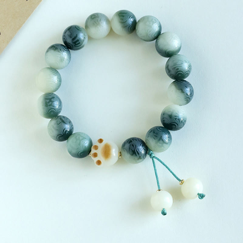 Bracelet d'harmonie sculpté en Buddha Stones Bodhi Seed Om Mani Padme Hum