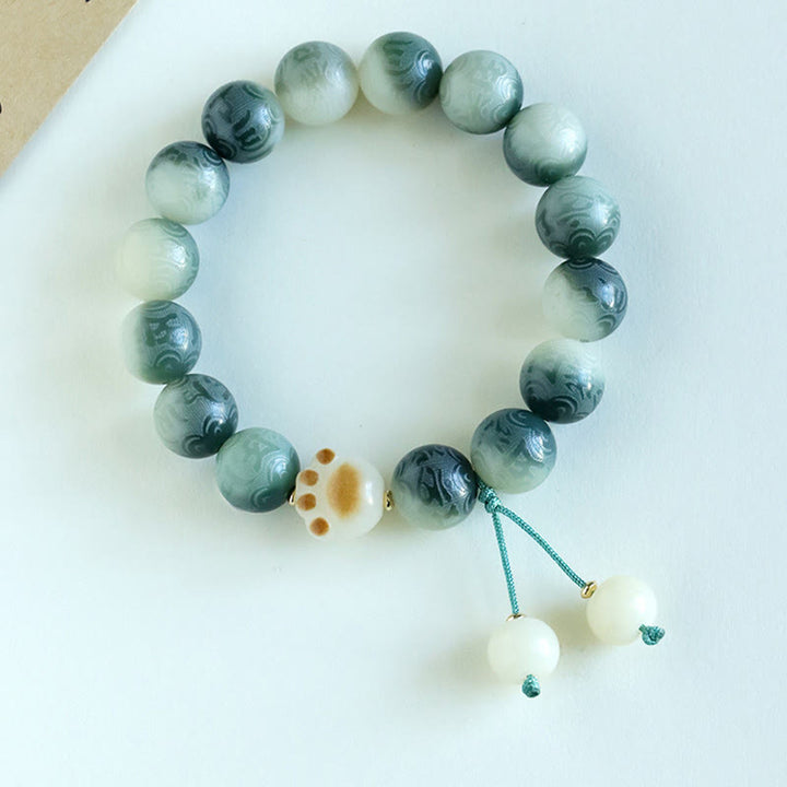 Bracelet d'harmonie sculpté en Buddha Stones Bodhi Seed Om Mani Padme Hum