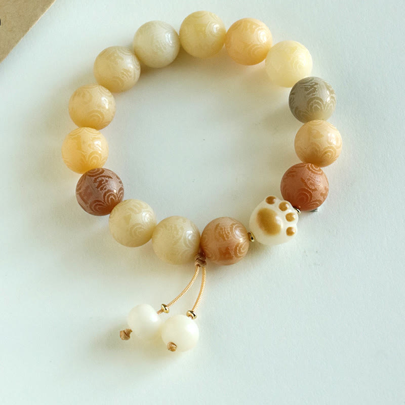 Bracelet d'harmonie sculpté en Buddha Stones Bodhi Seed Om Mani Padme Hum