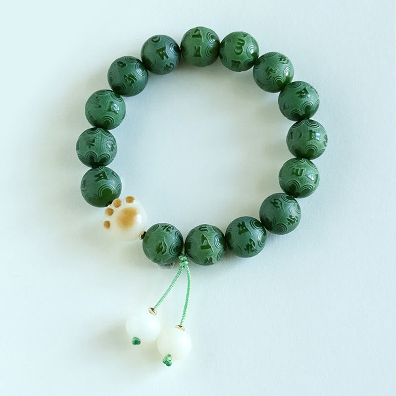 Bracelet d'harmonie sculpté en Buddha Stones Bodhi Seed Om Mani Padme Hum