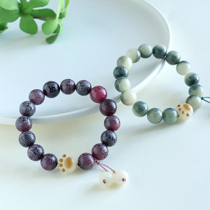 Bracelet d'harmonie sculpté en Buddha Stones Bodhi Seed Om Mani Padme Hum