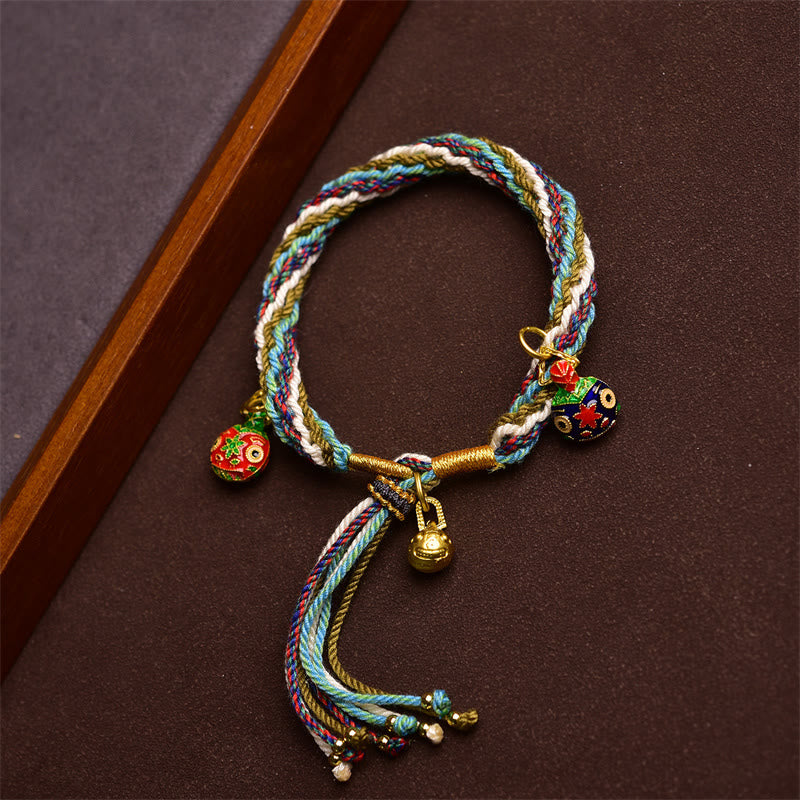 Bracelet tressé fait main en Buddha Stones avec nœud de réincarnation et de guérison de la famille des bêtes avaleuses