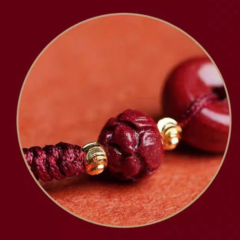 Bracelet en corde tressée fait main avec boucle de paix en Buddha Stones et lotus calme et bénédiction