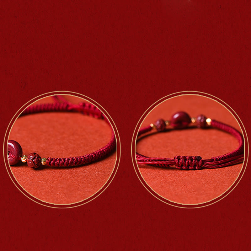 Bracelet en corde tressée fait main avec boucle de paix en Buddha Stones et lotus calme et bénédiction