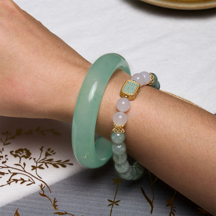 Les Buddha Stones favorisent les nouveaux départs Ensemble de bracelets en jade vert menthe