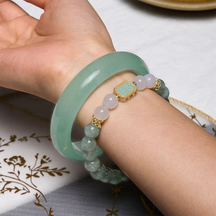 Les Buddha Stones favorisent les nouveaux départs Ensemble de bracelets en jade vert menthe