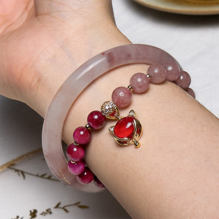 Les Buddha Stones améliorent le bonheur et la joie Ensemble de bracelets violets