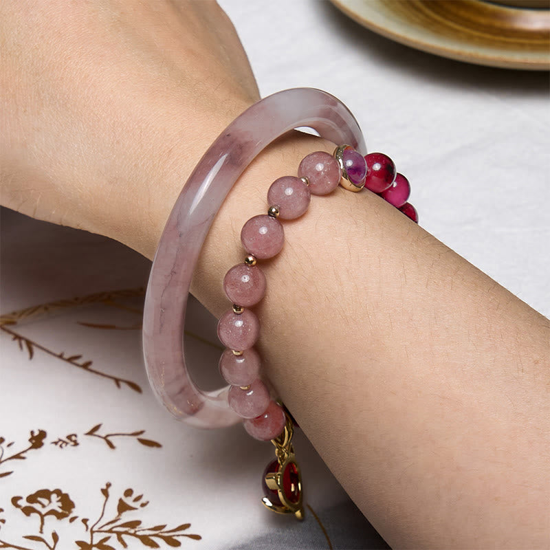 Les Buddha Stones améliorent le bonheur et la joie Ensemble de bracelets violets