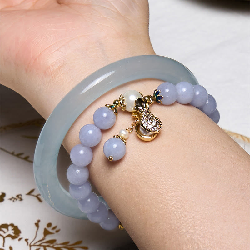 Buddha Stones pour la paix intérieure et le soulagement du stress, bracelet en jade bleu aigue-marine - image 1