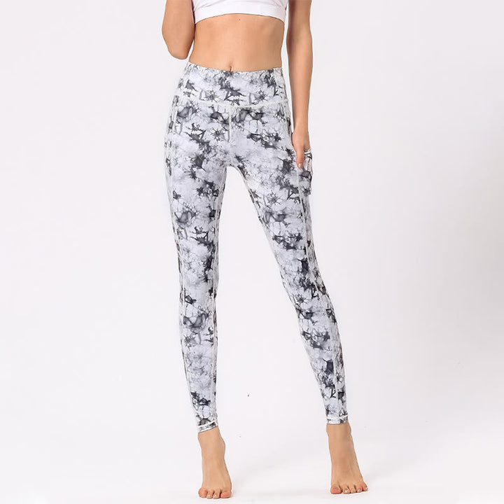 Pantalon imprimé coloré Buddha Stones Leggings de sport pour exercices de fitness Pantalons de yoga pour femmes - Camouflage Blanc Noir - US8-10，UK/AU12-14，EU40-42 (XL) - image 12