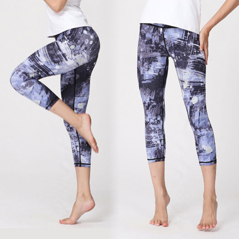 Leggings courts de yoga pour femmes, imprimé Buddha Stones, fleurs de cerisier, lignes Sakura, pantalons de yoga capri - image 11