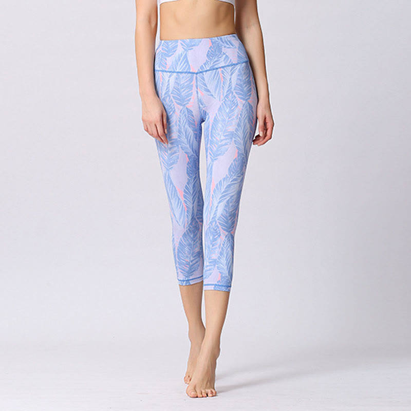 Leggings courts de yoga pour femmes, pantalons capri de yoga, imprimés de Buddha Stones , feuilles et papillons - image 11