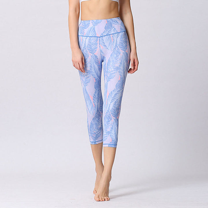 Leggings courts de yoga pour femmes, pantalons capri de yoga, imprimés de Buddha Stones , feuilles et papillons - image 11
