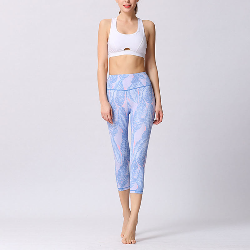Leggings courts de yoga pour femmes, pantalons capri de yoga, imprimés de Buddha Stones , feuilles et papillons - image 13