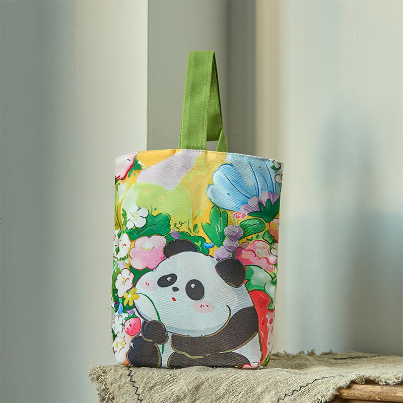 Sac à main en toile Buddha Stones Panda Orchid Loquat - Panda Peace 15*8*22cm - image 0
