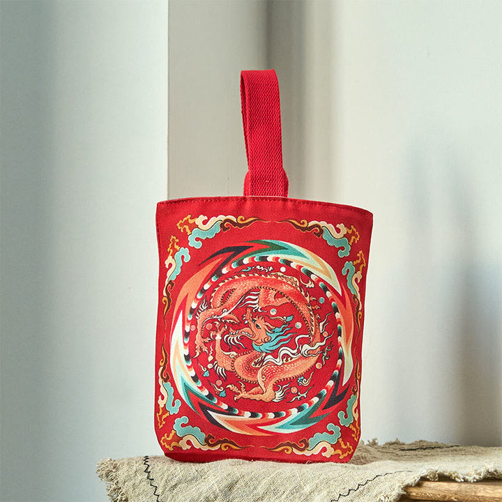 Sac à main en toile avec Buddha Stones et dragon chinois