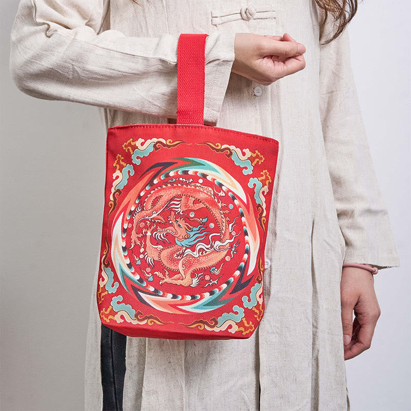 Sac à main en toile avec Buddha Stones et dragon chinois