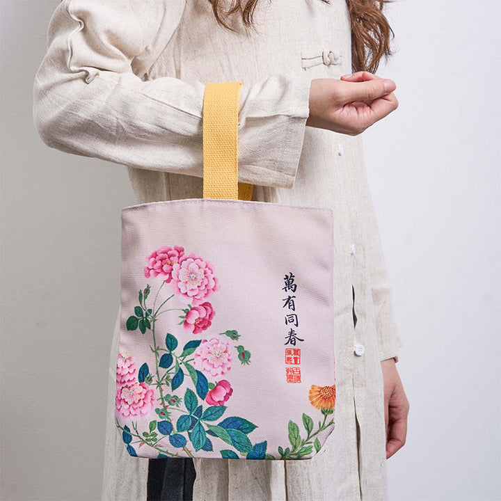 Sac à main en toile Buddha Stones et pivoine - image 7