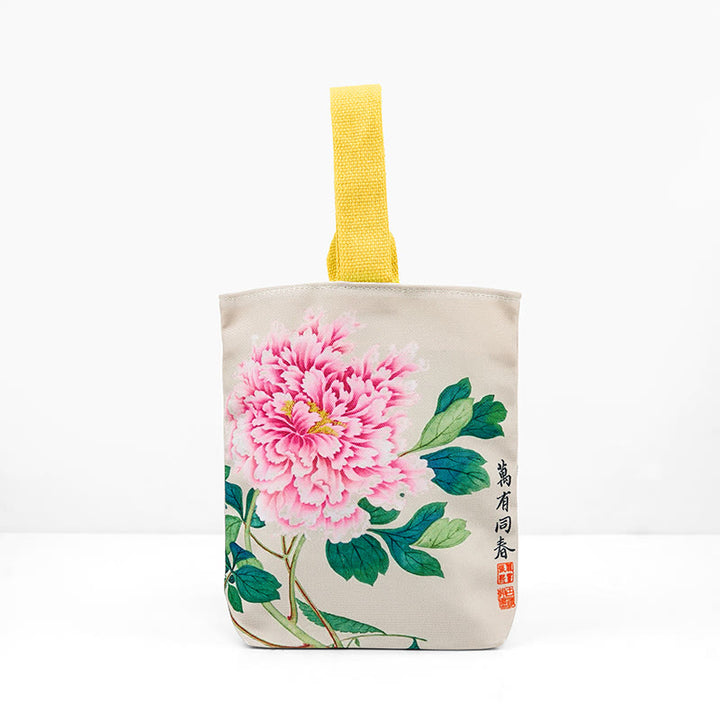 Sac à main en toile Buddha Stones et pivoine - image 2
